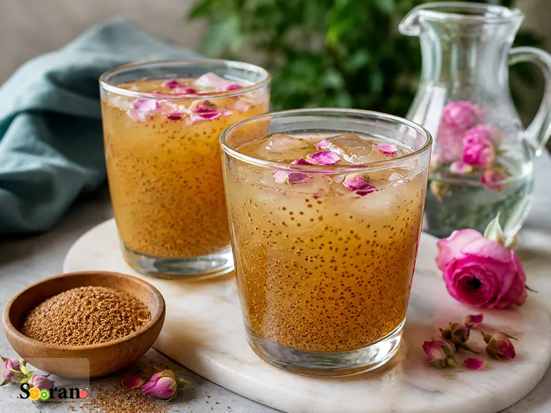 طرز تهیه شربت خاکشیر و گلاب